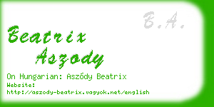 beatrix aszody business card