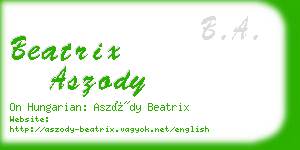 beatrix aszody business card